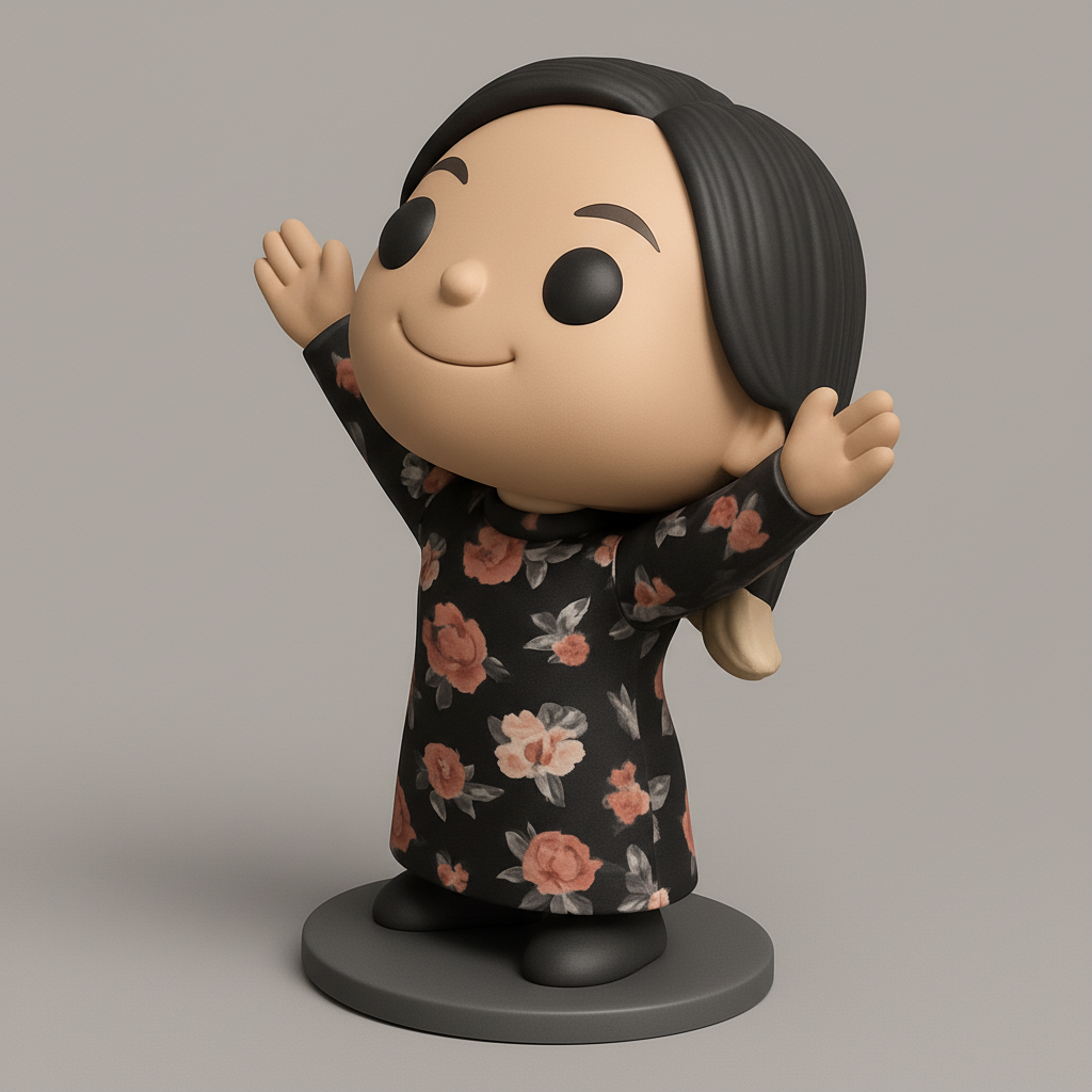 face to 3d model ai-3D portrait printing from photo_Joyful Floral Dress Girl - Charming Collectible Print