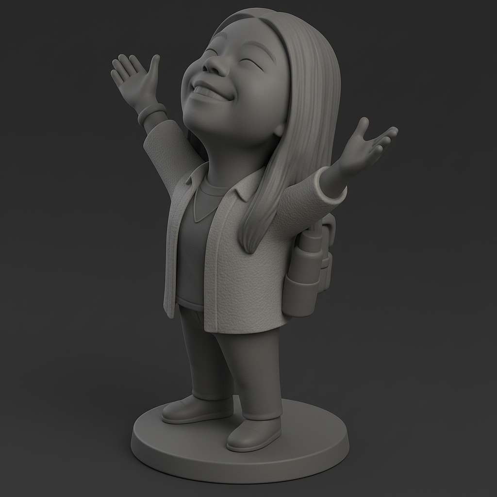 silhouette 3d printer maker-3d portrait printing_Joyful Embrace: Cheerful Figurine Model