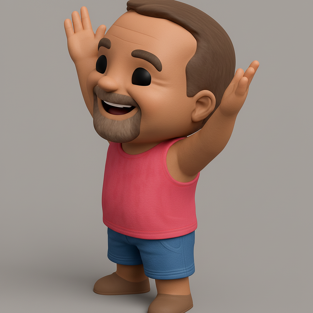 face to 3d model ai-3D portrait printing from photo_Joyful Waving Man: Expressive Emoji Style Figurine