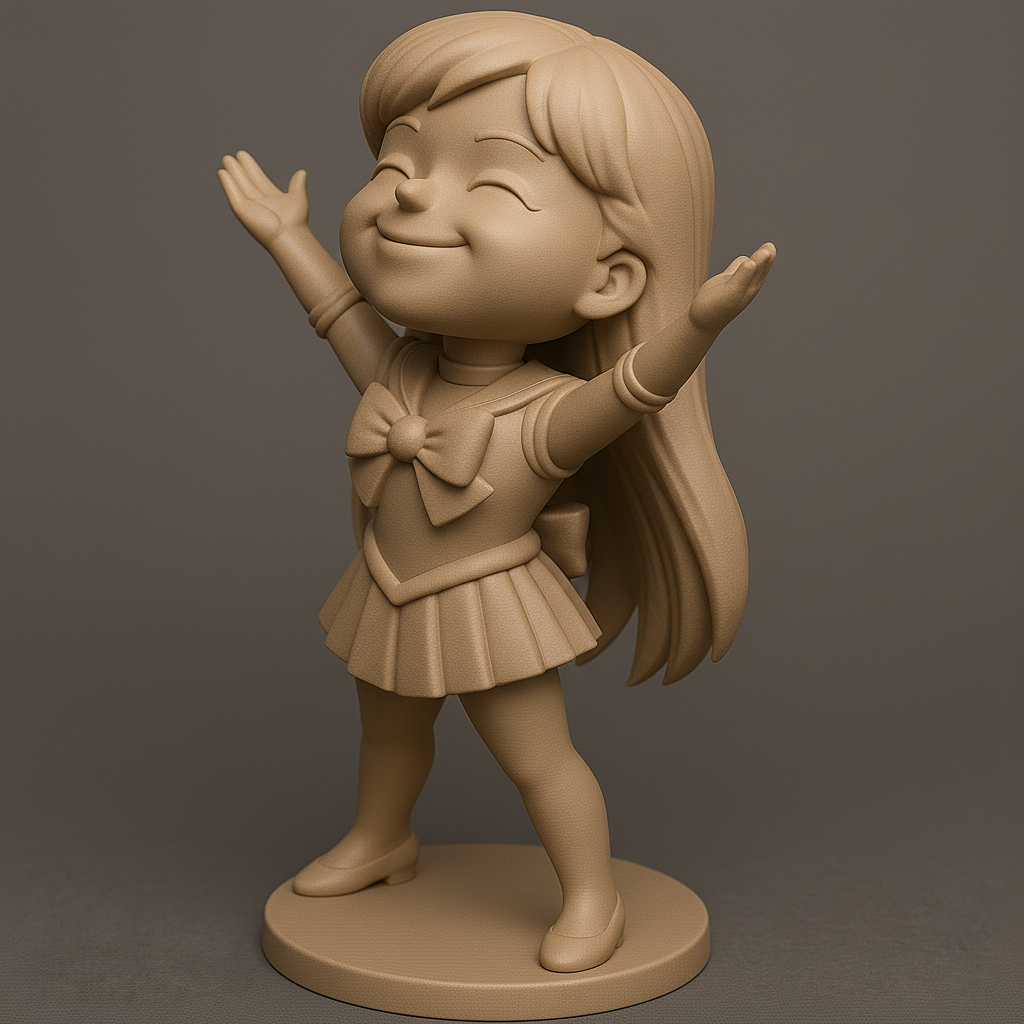 silhouette 3d printer maker-3d portrait printing_Joyful Cheerleader Figurine for 3D Printing