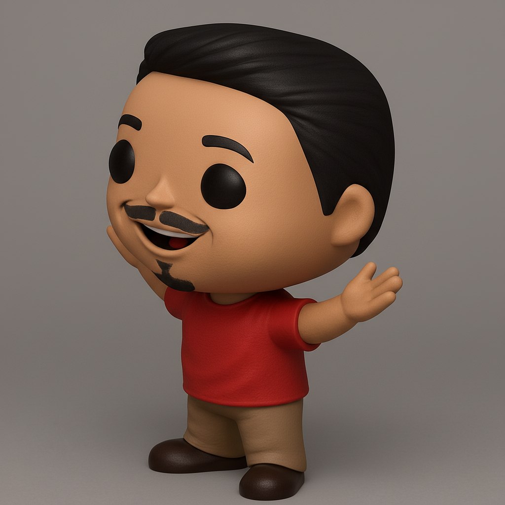 face anatomy 3d model-create 3d face model from photo_Joyful Funko-Style Figurine: Your Welcoming Desk Buddy!