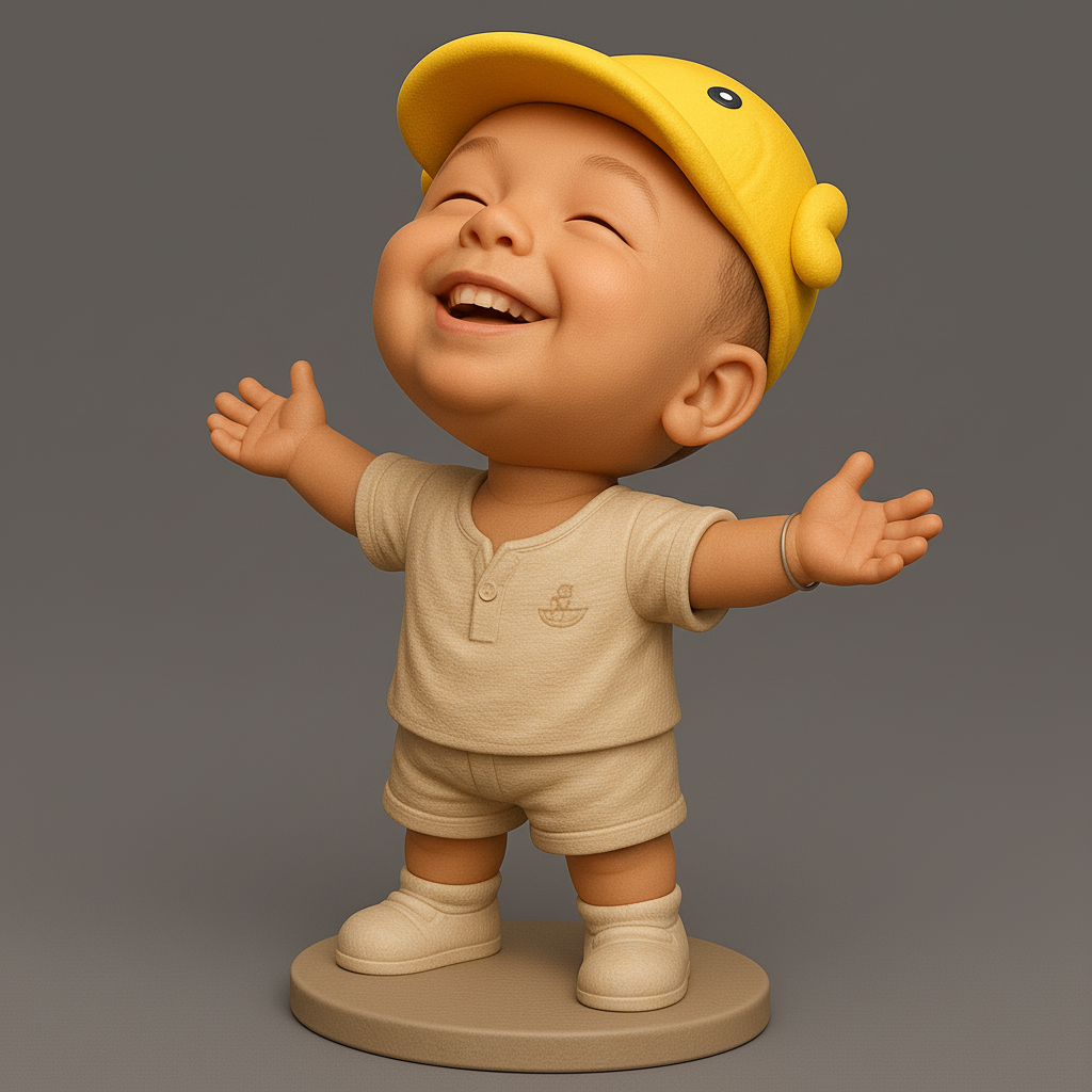 silhouette 3d printer maker-3d portrait printing_Joyful Baby Figurine for 3D Printing