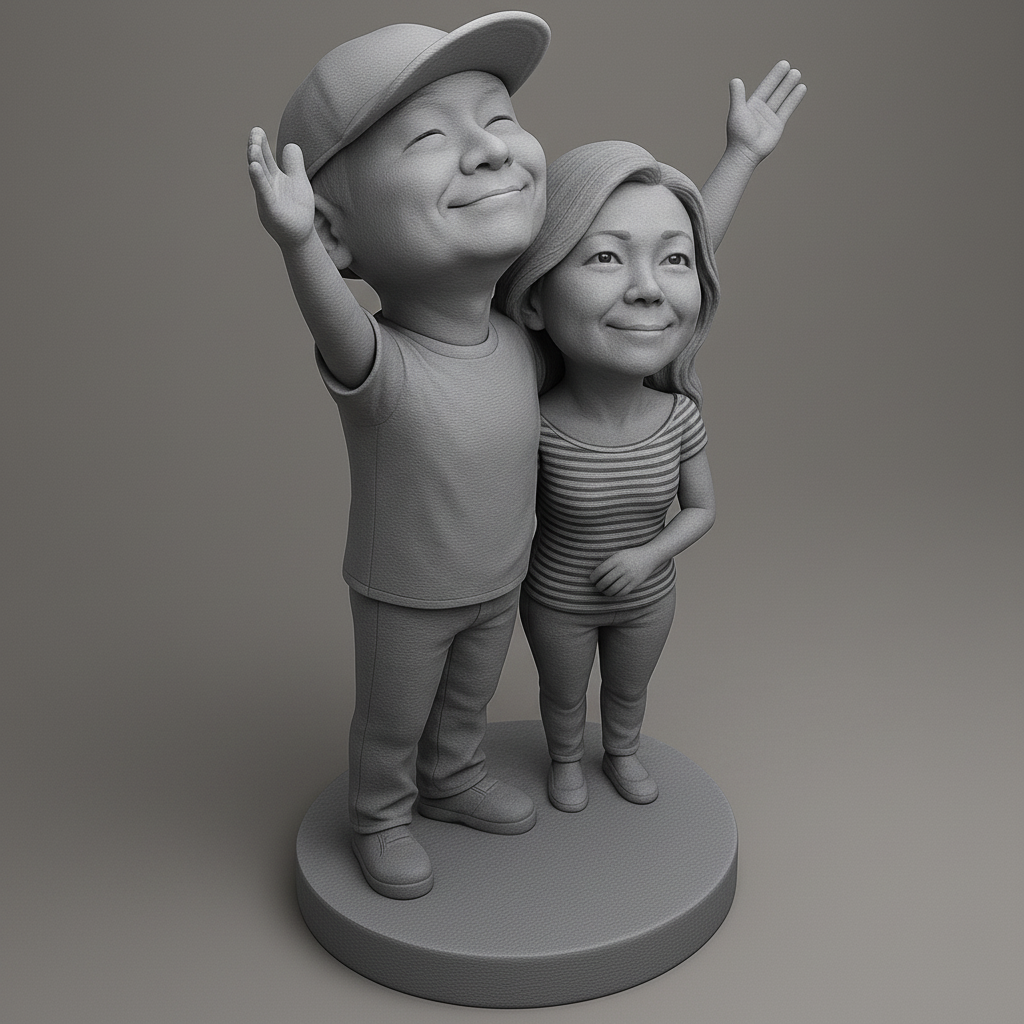 silhouette 3d printer maker-3d portrait printing_Joyful Couple Figurine for 3D Printing