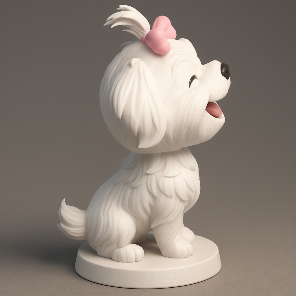 face anatomy 3d model-create 3d face model from photo_Joyful Maltese Puppy Figurine 3D Print for Pet Lovers
