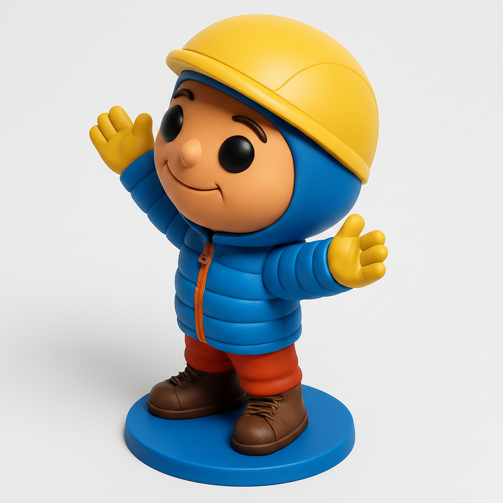 face to 3d model ai-3D portrait printing from photo_Charming Construction Buddy Figurine