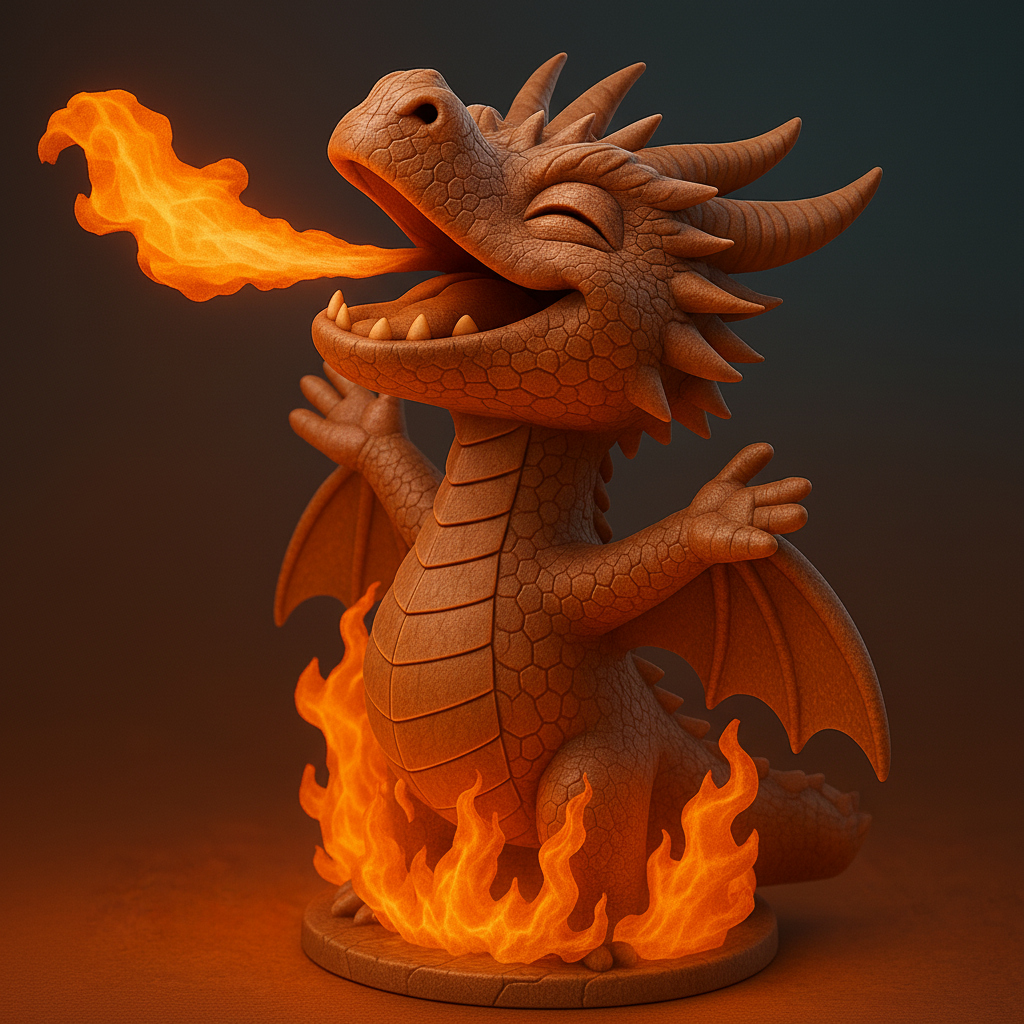 silhouette 3d printer maker-3d portrait printing_Charming Fire-Breathing Dragon Figure
