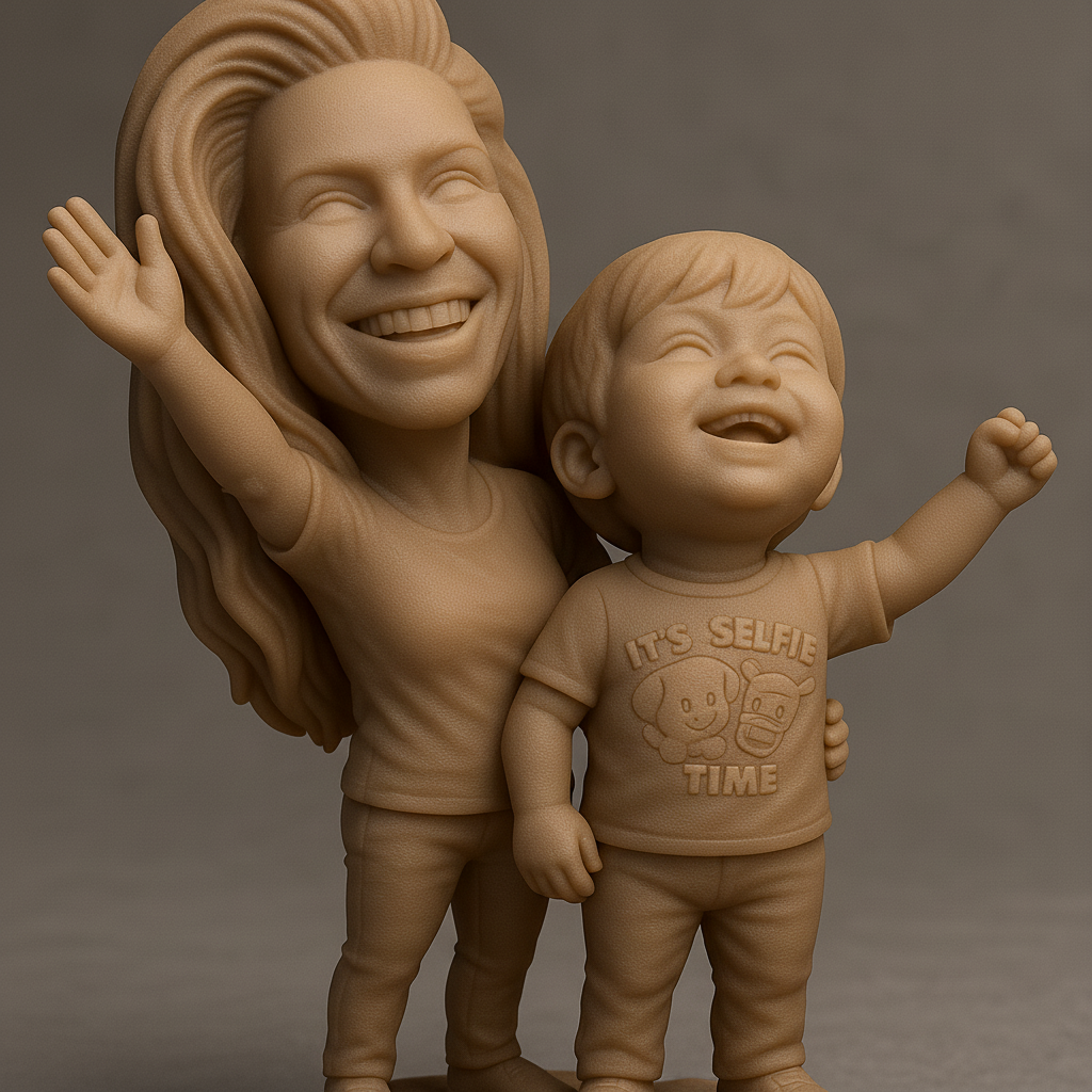 face anatomy 3d model-create 3d face model from photo_Joyful Family Selfie Statue