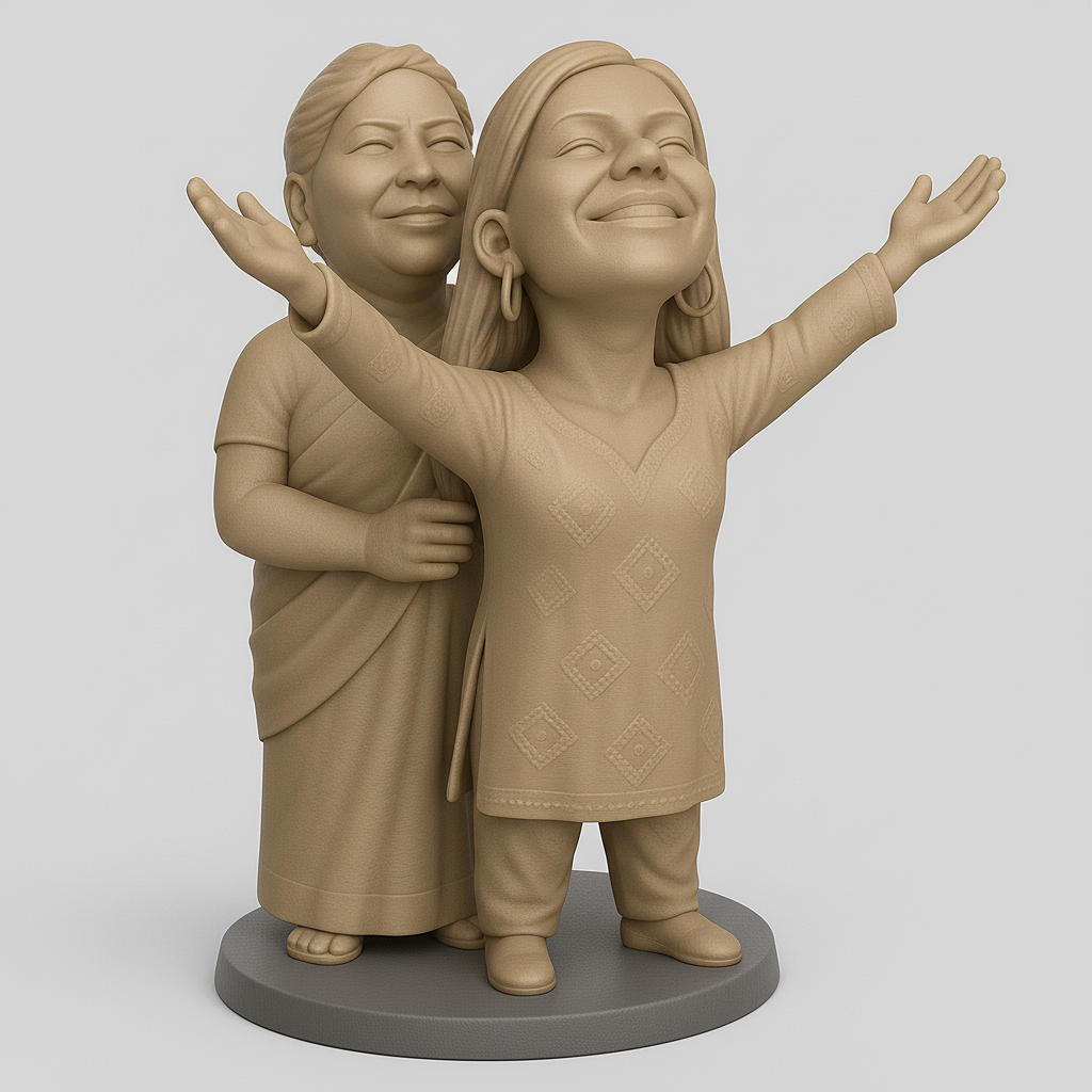silhouette 3d printer maker-3d portrait printing_Joyful Embrace - Celebrating Togetherness