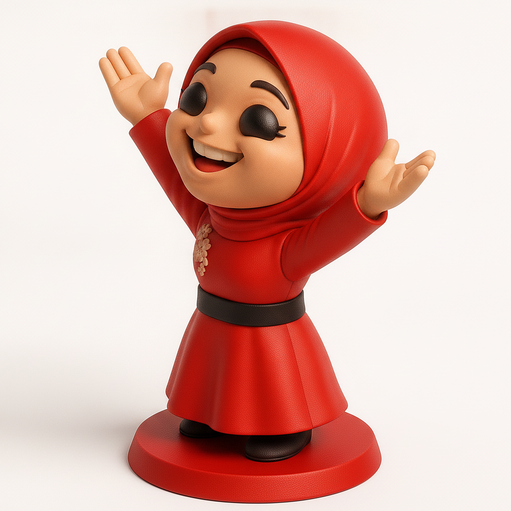 face to 3d model ai-3D portrait printing from photo_Joyful Hijabi Figurine - Spread Smiles & Decorate!