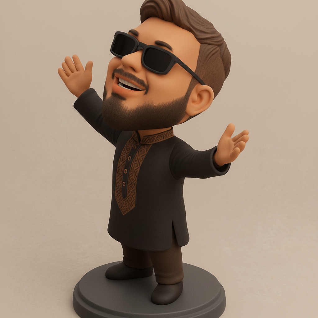 face anatomy 3d model-create 3d face model from photo_Joyful Bearded Man Figurine - Celebrate with Style!