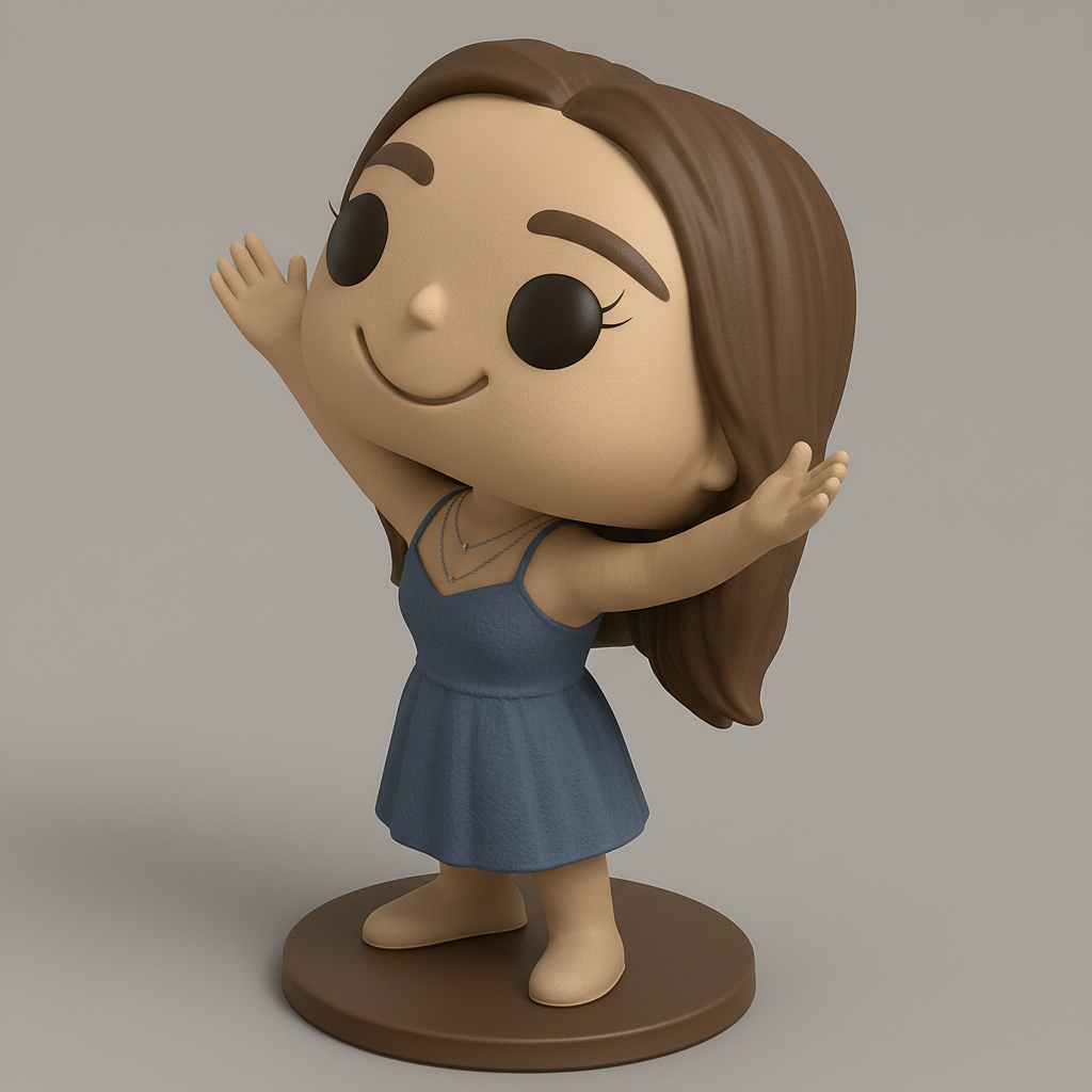 face to 3d model ai-3D portrait printing from photo_Smiling Girl Funko Style Collectible Figurine