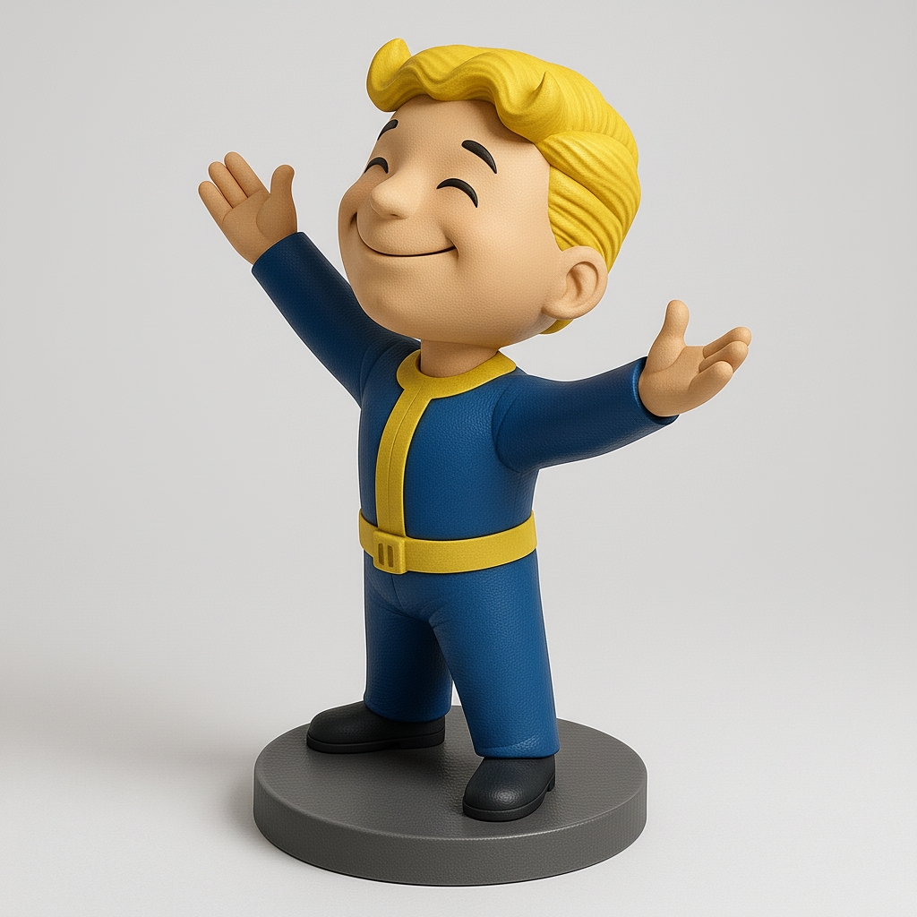 silhouette 3d printer maker-3d portrait printing_Cheerful Vault Boy Figurine for Collectors