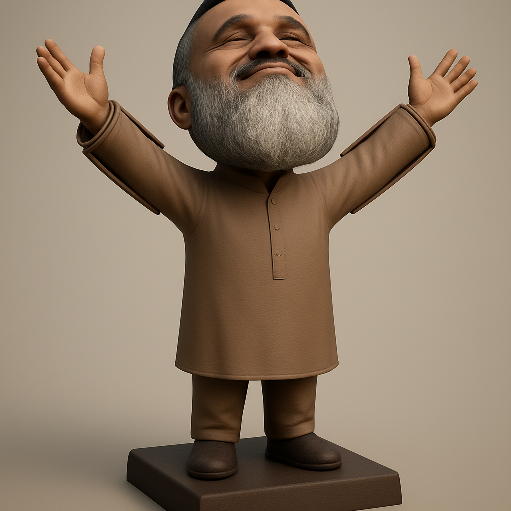 face to 3d model ai-3D portrait printing from photo_Uplifting Joy: Bearded Man Figurine