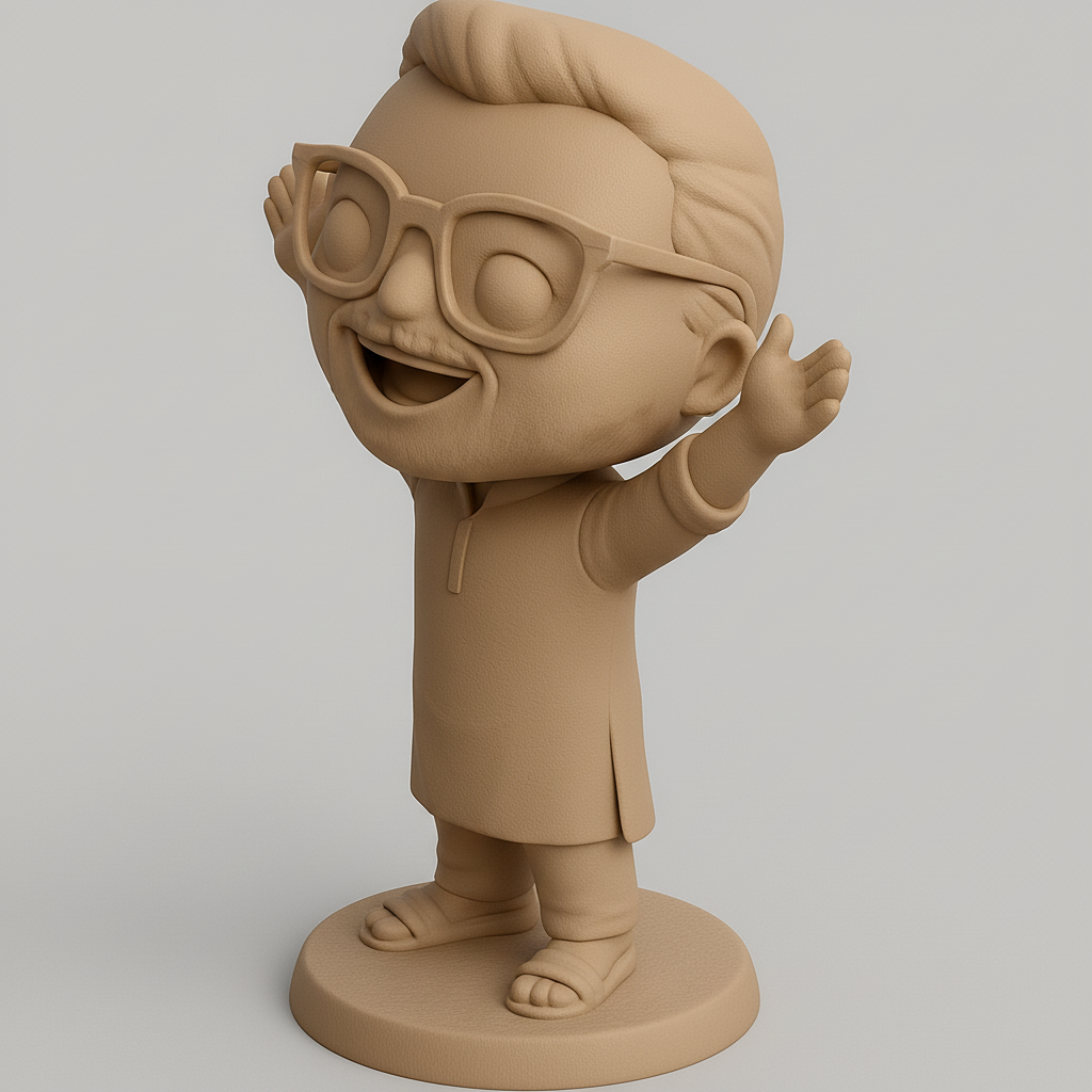 face to 3d model ai-3D portrait printing from photo_Joyful Chibi Gentleman - Customizable Desk Buddy!