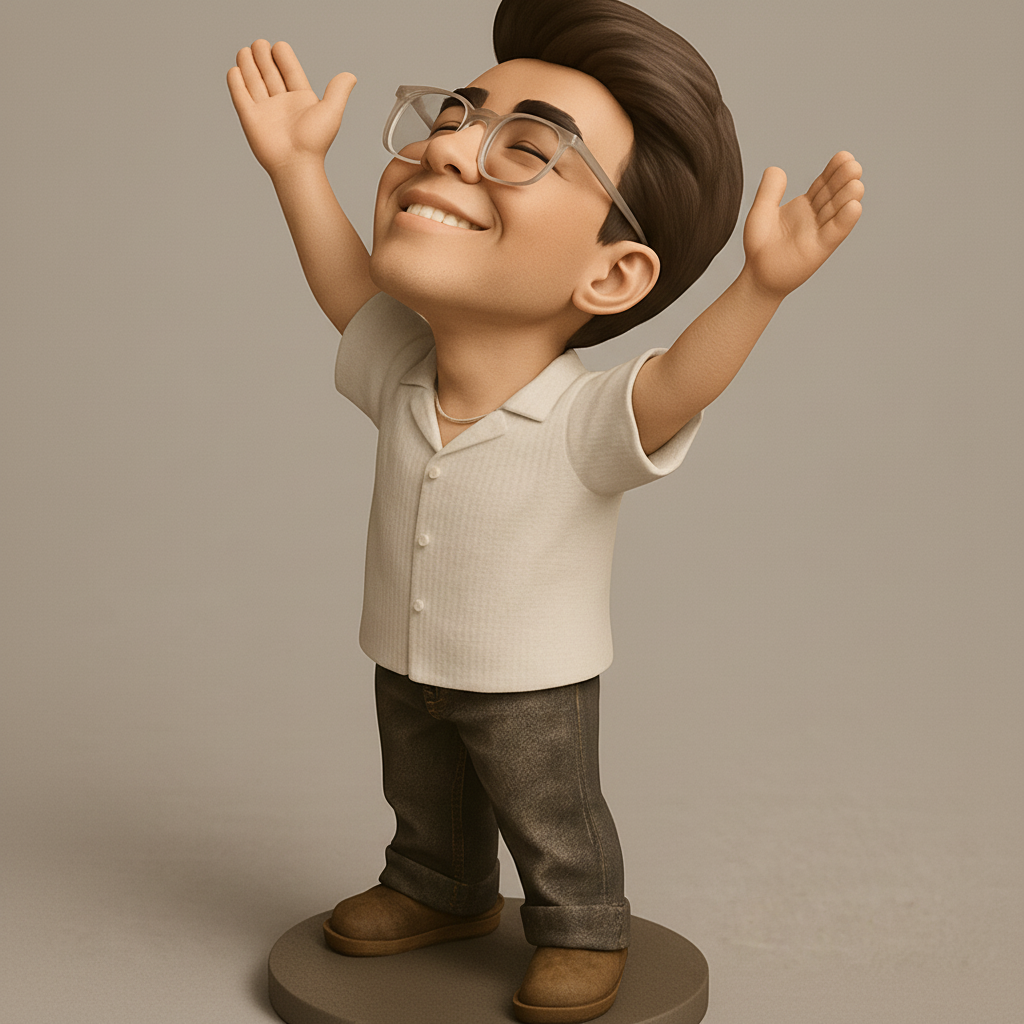 silhouette 3d printer maker-3d portrait printing_Joyful Celebration Figurine: Embrace Pure Positivity!