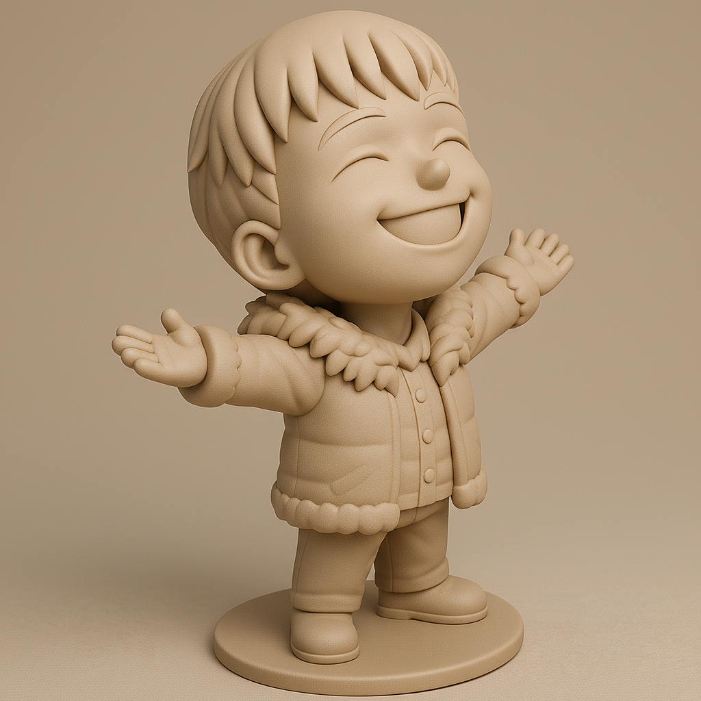 face anatomy 3d model-create 3d face model from photo_Joyful Kid Figure with Open Arms