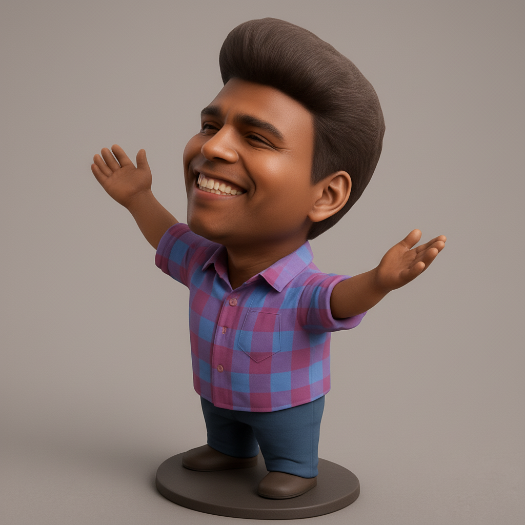 face to 3d model ai-3D portrait printing from photo_Joyful Caricature Figurine - Spread Happiness!