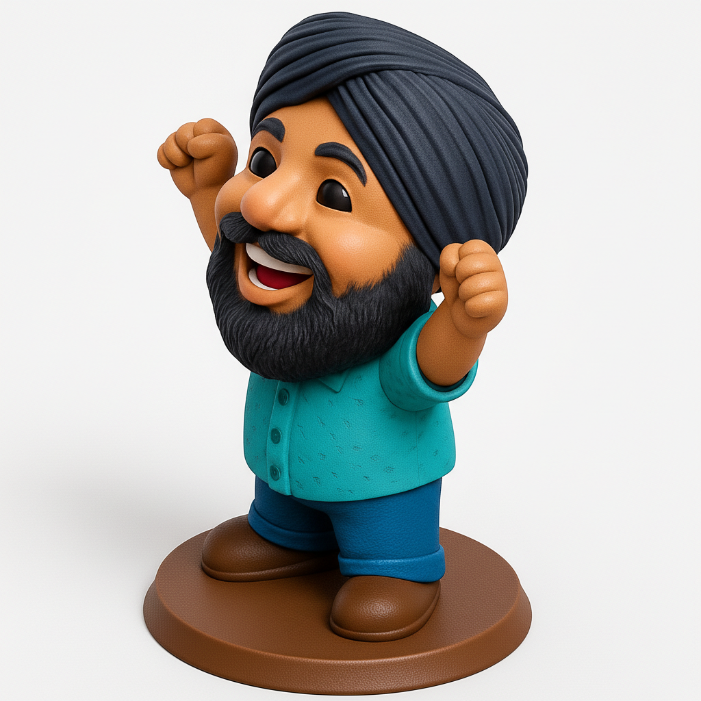 face anatomy 3d model-create 3d face model from photo_Joyful Turbaned Man Figurine - Positive Vibes Desk Decor