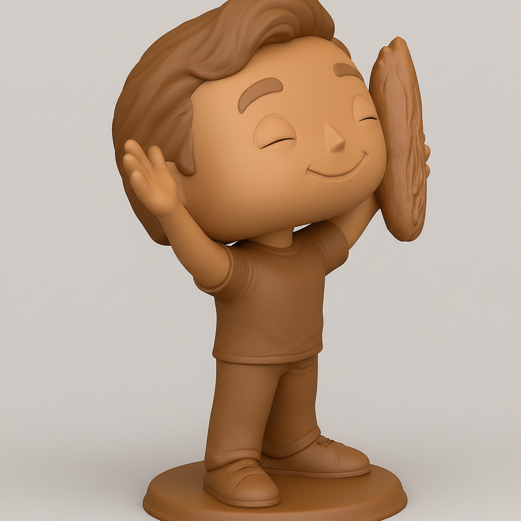 face to 3d model ai-3D portrait printing from photo_Joyful Bread Buddy Figurine