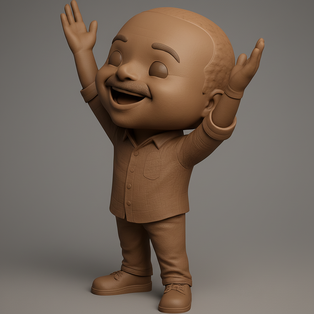 face to 3d model ai-3D portrait printing from photo_Cheery Man Pose 3D Print: Spread Joy & Positivity!