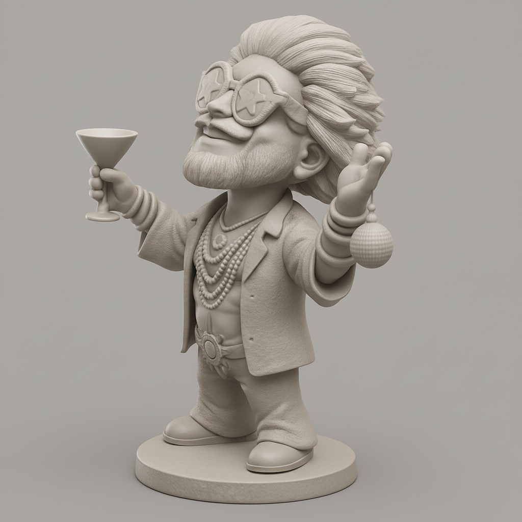 face anatomy 3d model-create 3d face model from photo_Disco King Figurine: Party On! Groovy 3D Print