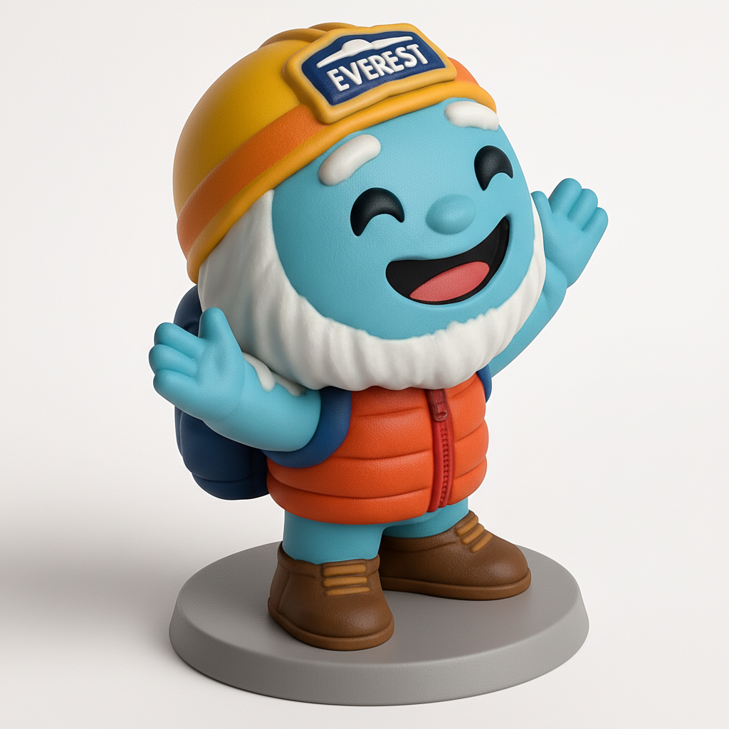 face anatomy 3d model-create 3d face model from photo_Everest Explorer Mascot: Your Cheerful Desk Companion!