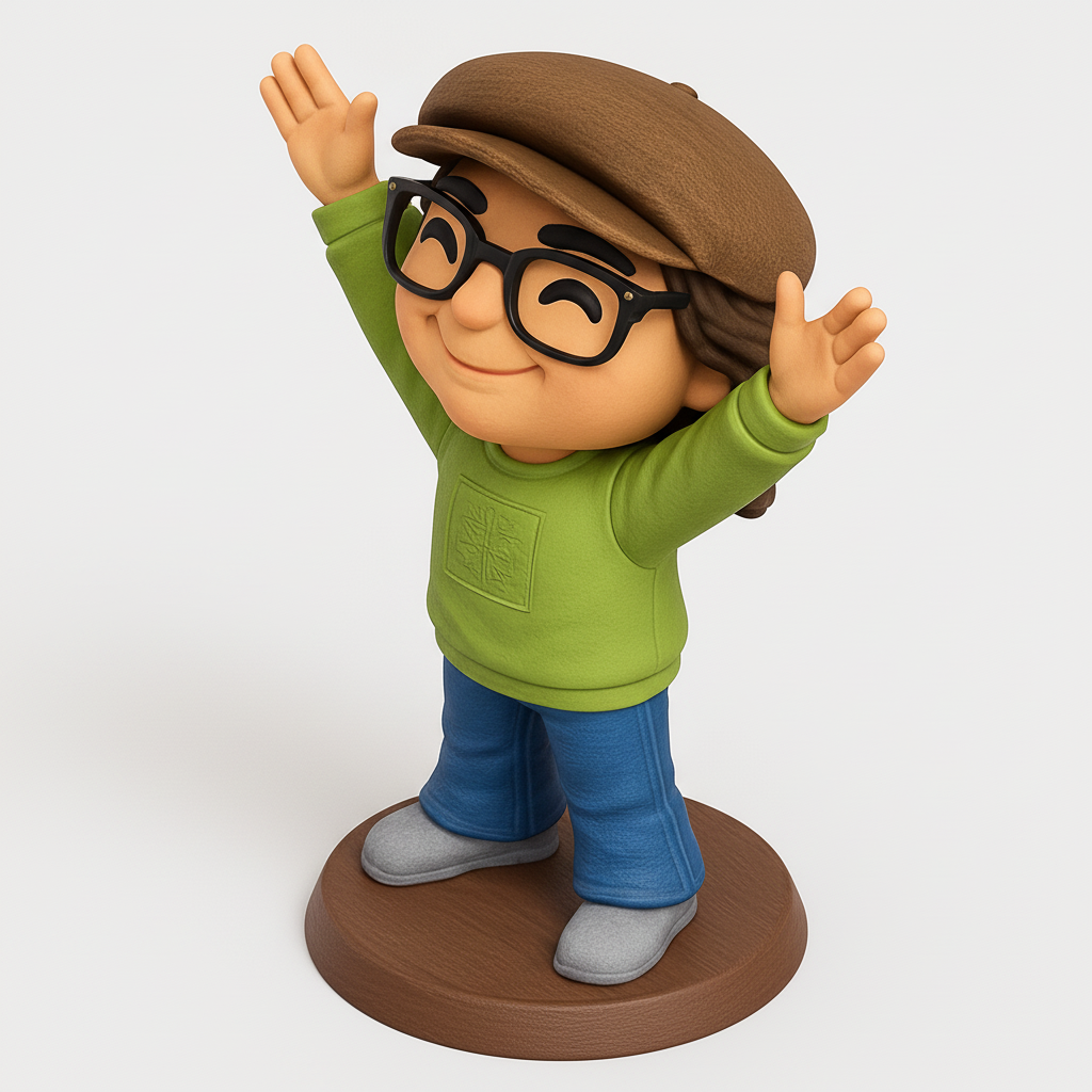 face anatomy 3d model-create 3d face model from photo_Joyful Waving Character Figurine - Your Happy Desk Pal