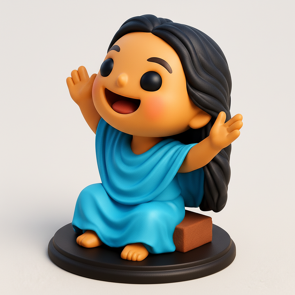 face anatomy 3d model-create 3d face model from photo_Happy Chibi Girl Figurine - Print & Brighten Your Day