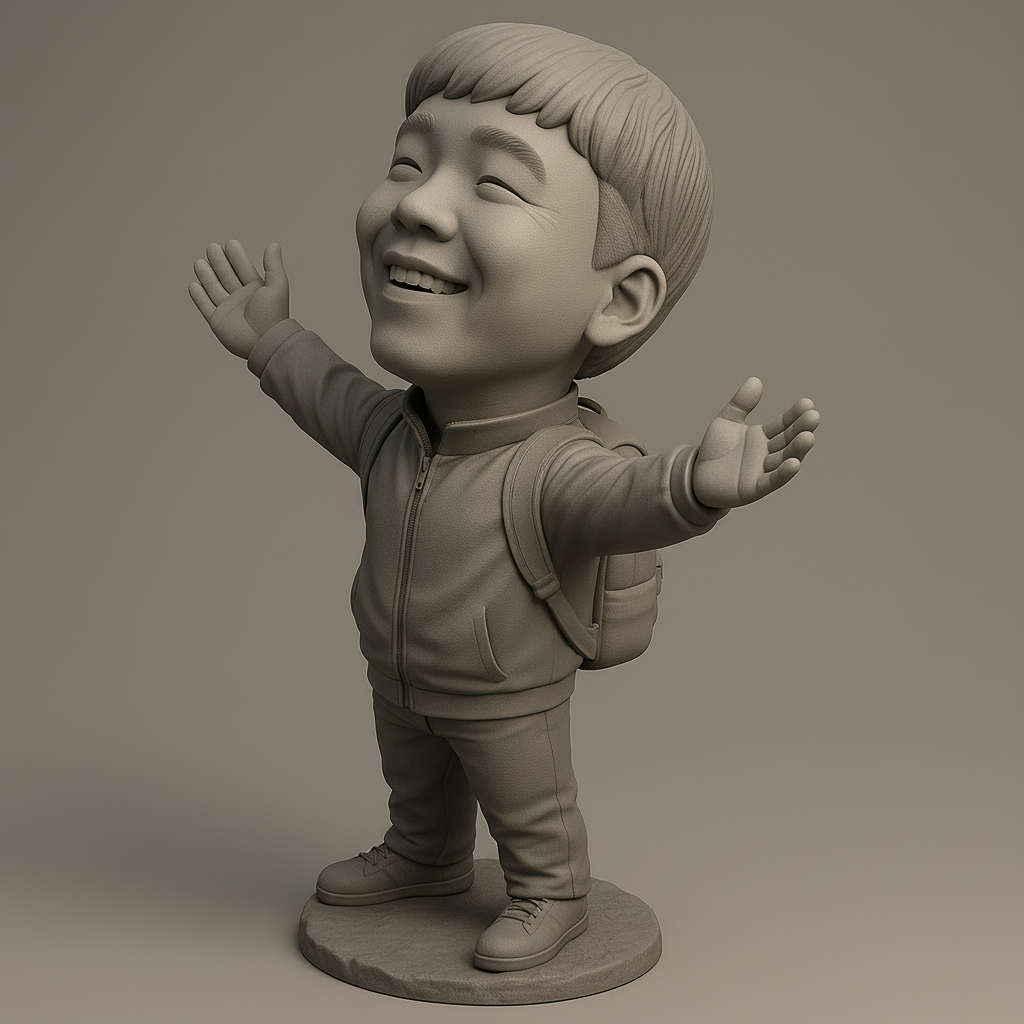 face anatomy 3d model-create 3d face model from photo_Joyful Child Figurine with Outstretched Arms