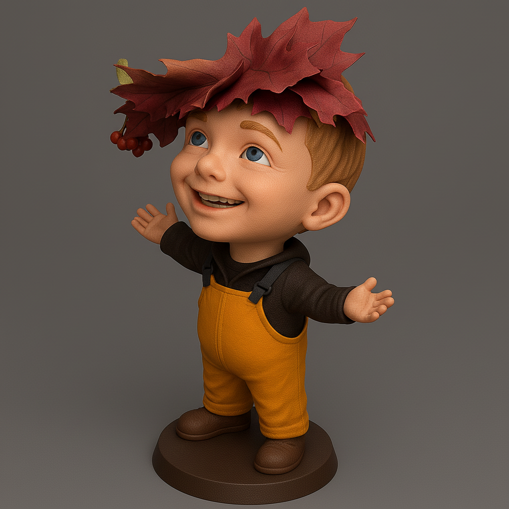 silhouette 3d printer maker-3d portrait printing_Joyful Autumn Child Figurine