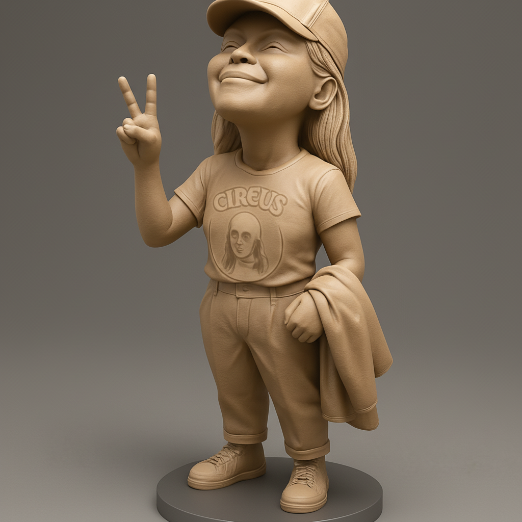 face anatomy 3d model-create 3d face model from photo_Optimistic Peace Sign Girl: Print Your Joyful Statue!