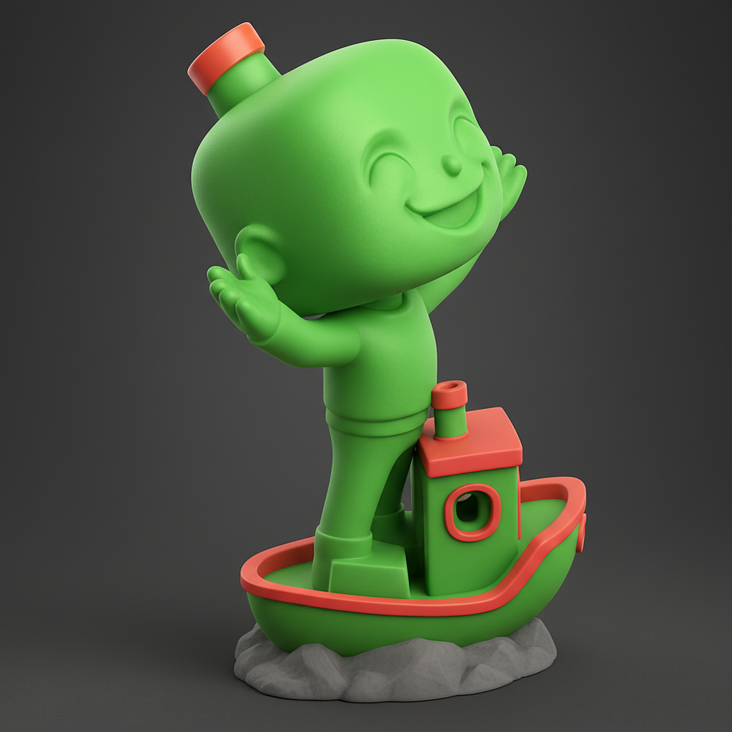 face to 3d model ai-3D portrait printing from photo_Joyful Voyager: Happy Character on Boat Display Mo