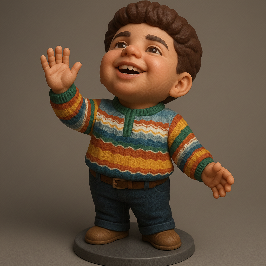 silhouette 3d printer maker-3d portrait printing_Cheerful Kid Figure with Retro Sweater