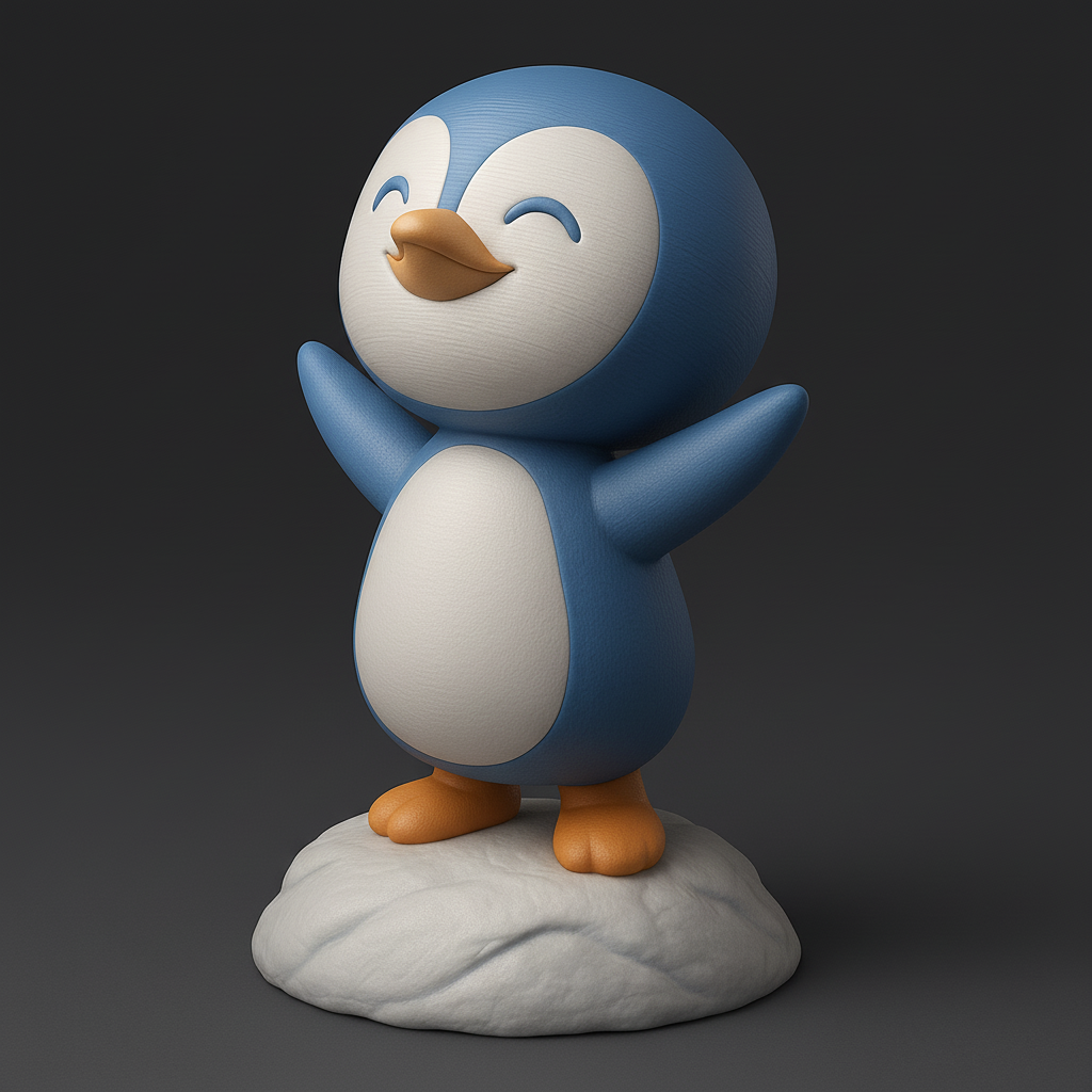 silhouette 3d printer maker-3d portrait printing_Cheerful Penguin Figurine for Fun Displays