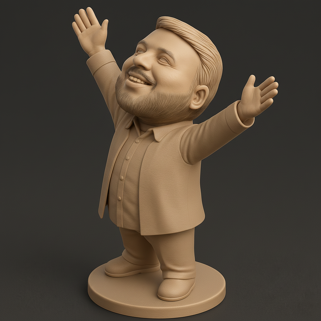 face anatomy 3d model-create 3d face model from photo_Optimistic Bobblehead Figurine: Spread Positivity!