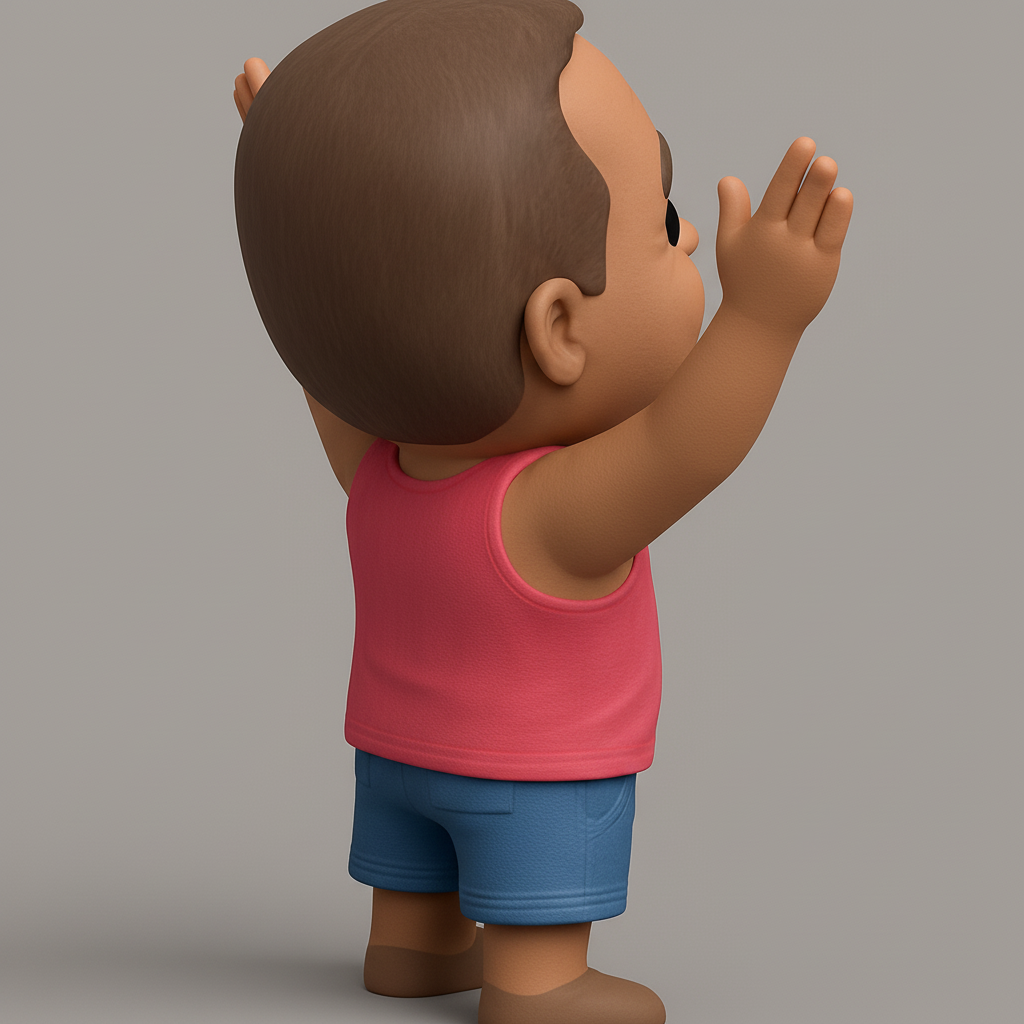 face to 3d model ai-3D portrait printing from photo_Joyful Waving Man: Expressive Emoji Style Figurine