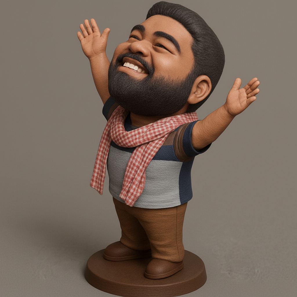 face to 3d model ai-3D portrait printing from photo_Embrace Joy: Cheerful Bearded Bobblehead Figurine