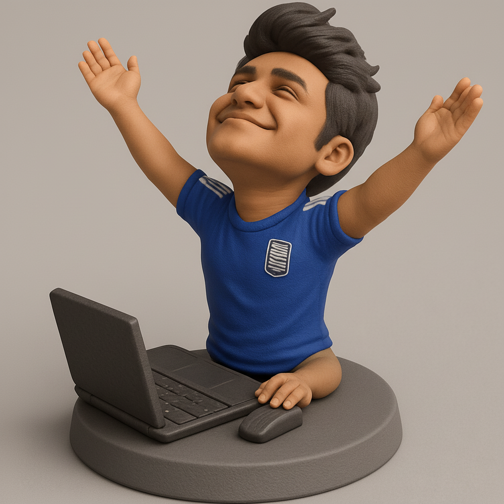face to 3d model ai-3D portrait printing from photo_Victory Pose Desk Companion: Celebrate Your Digital Wins!