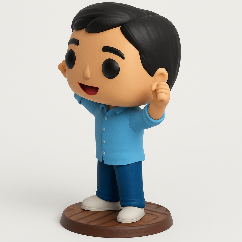 face to 3d model ai-3D portrait printing from photo_Victory Pose Figurine: Celebrate Success & Good Vibes