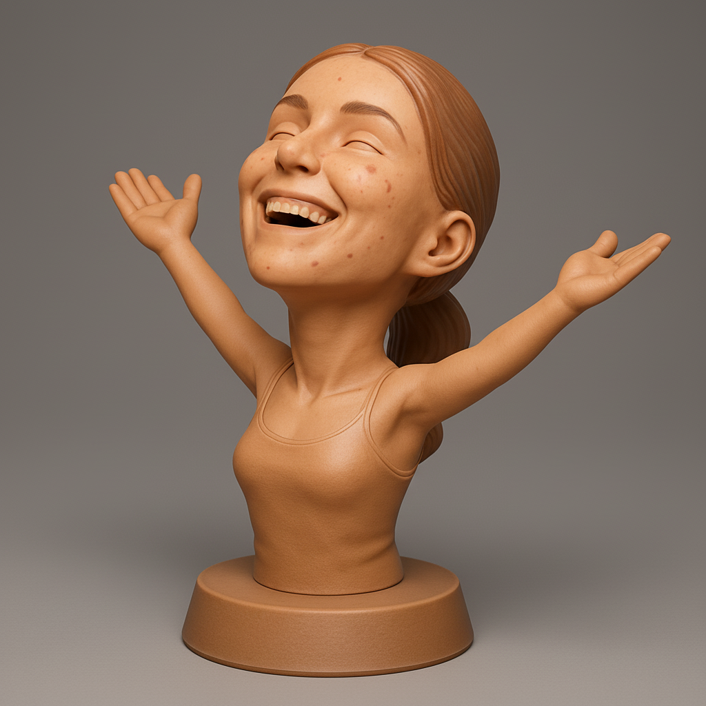 silhouette 3d printer maker-3d portrait printing_Joyful Embrace Bust: Celebrate Authentic Beauty