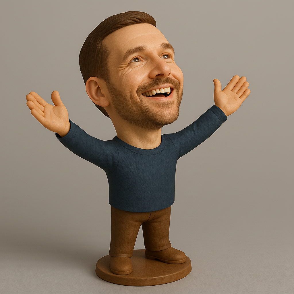 silhouette 3d printer maker-3d portrait printing_Joyful Figurine with Outstretched Arms