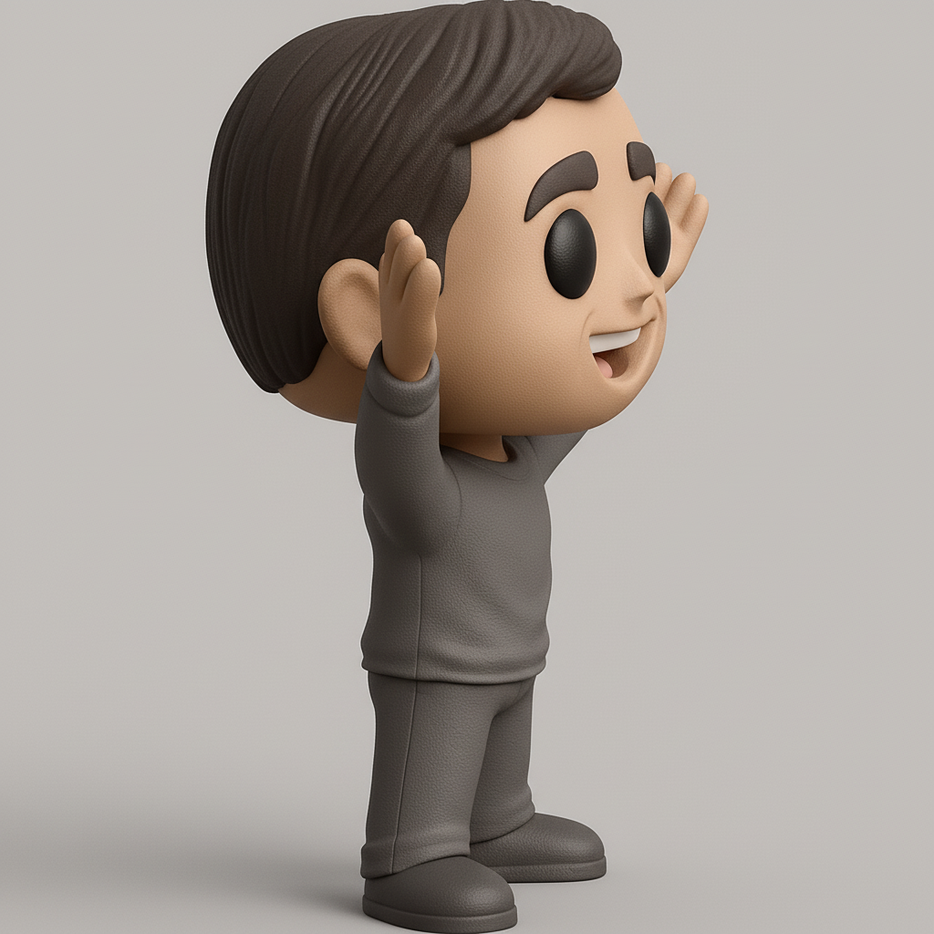 face anatomy 3d model-create 3d face model from photo_Funko-Style Cheerful Character | Easy 3D Print Model