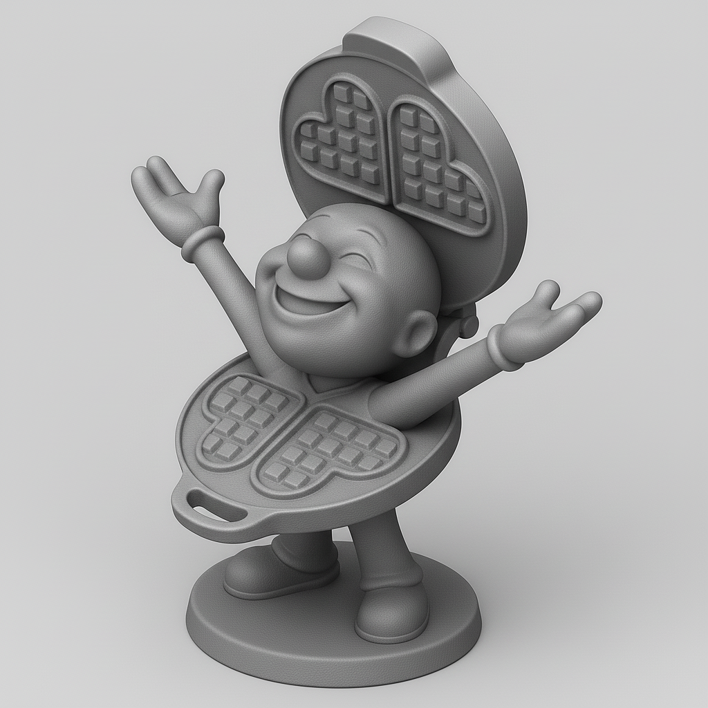 face anatomy 3d model-create 3d face model from photo_Joyful Waffle Maker Character | Fun Foodie Figurine