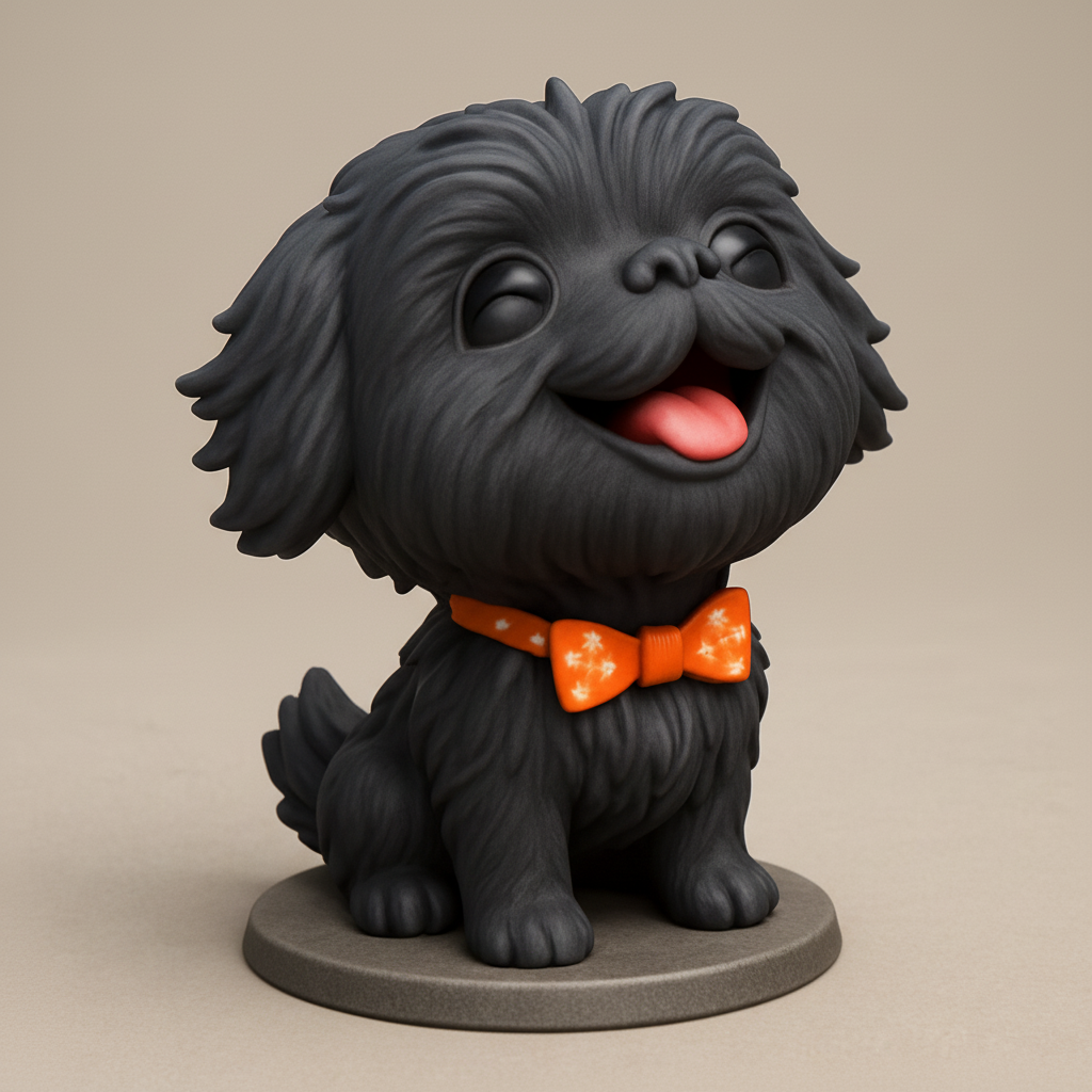 face anatomy 3d model-create 3d face model from photo_Adorable Happy Dog Figurine with Bow Tie - Perfect Desk Pal