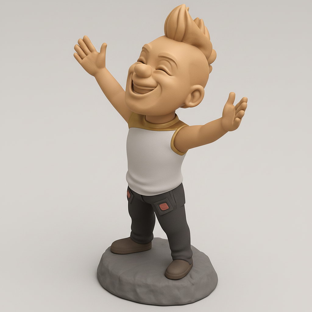 silhouette 3d printer maker-3d portrait printing_Embrace Happiness: Joyful Cartoon Figurine