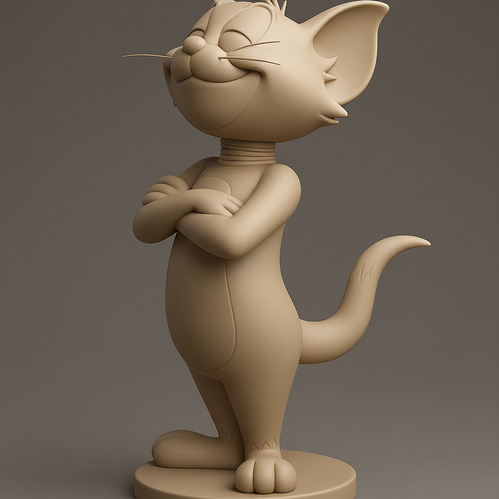 face anatomy 3d model-create 3d face model from photo_Charming Cat Figurine for 3D Printing