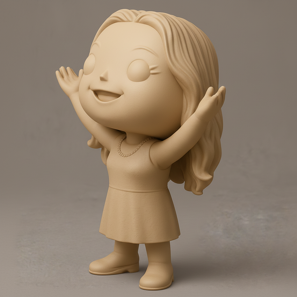 face anatomy 3d model-create 3d face model from photo_Joyful Welcoming Chibi Girl Figurine - Desk Decor