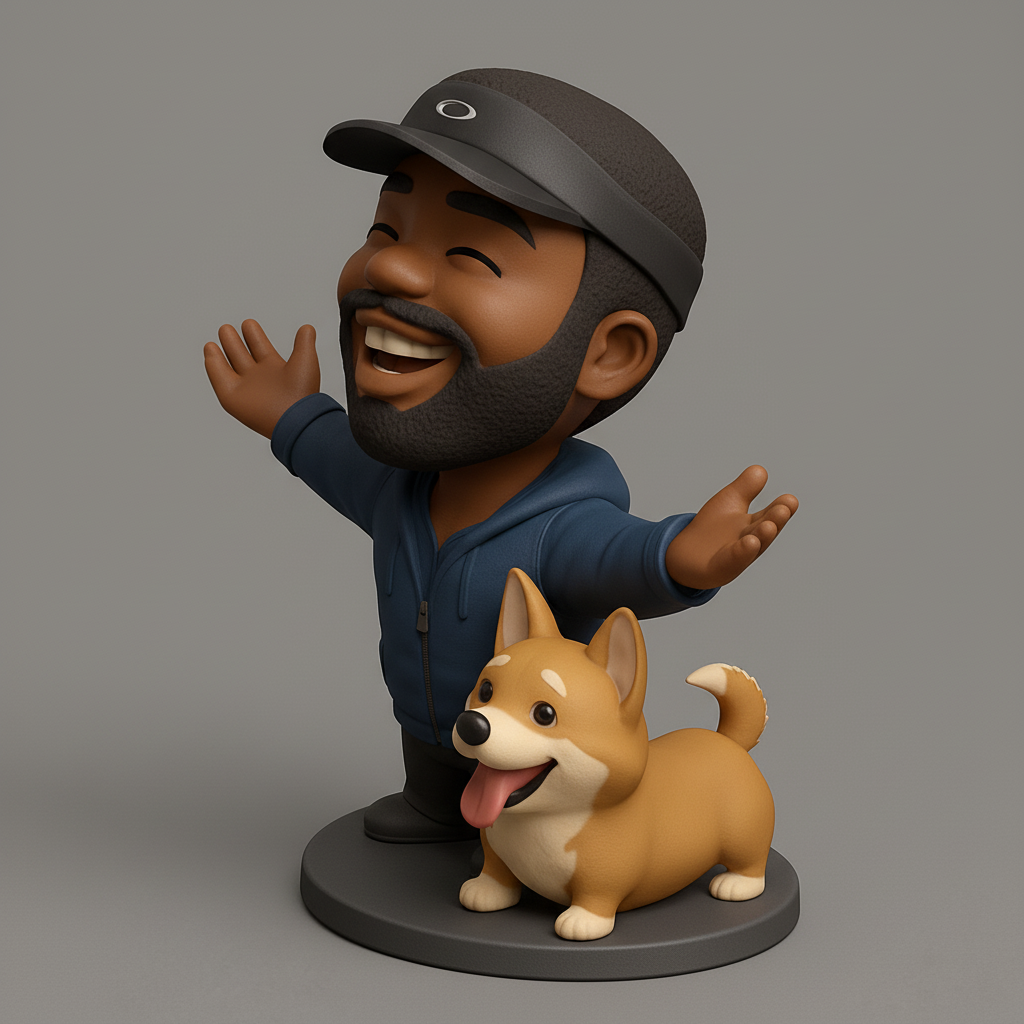 face anatomy 3d model-create 3d face model from photo_Joyful Person & Corgi Duo Figurine