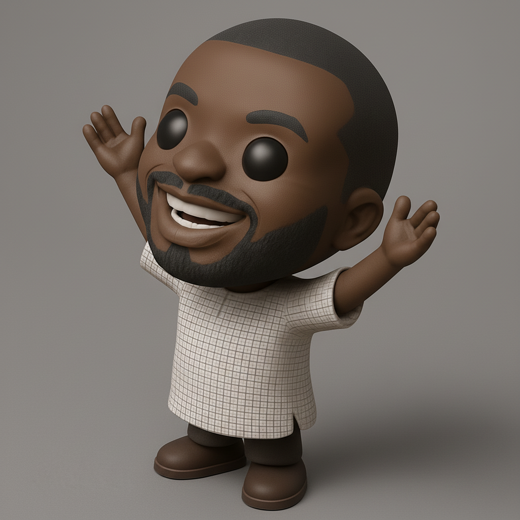 face anatomy 3d model-create 3d face model from photo_Joyful Character Figurine: Welcoming Smile & Open Arms