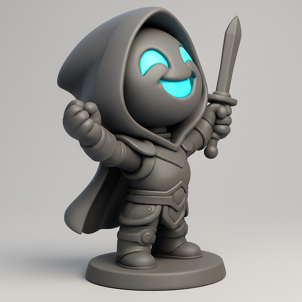 face anatomy 3d model-create 3d face model from photo_Chibi Glow-Face Knight: Your Desktop Adventure Hero!